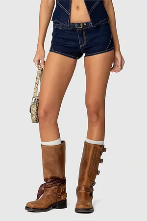 Edikted Ciel Low Rise Denim Micro Shorts in , Women
