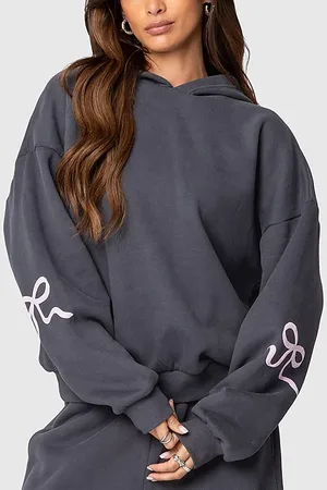Edikted Bonney Bow Detail Hoodie Sweatshirt in , Women