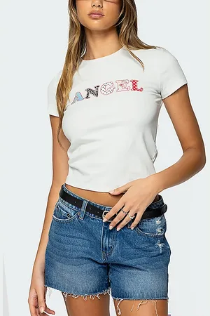 Edikted Angel Patch T-Shirt Top in , Women