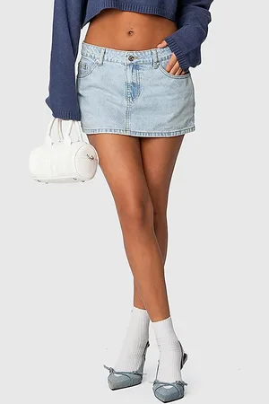 Edikted Chiara Denim Mini Skirt in , Women