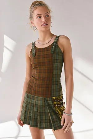 The Ragged Priest Viv Tartan Pleated Mini Dress in , Women