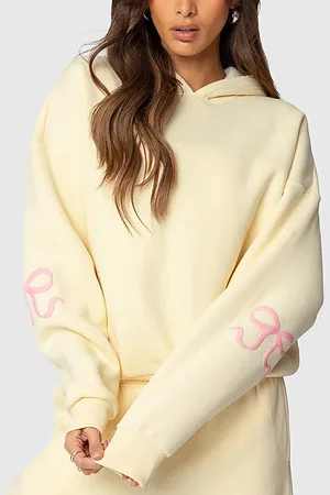 Edikted Bonney Bow Detail Hoodie Sweatshirt in , Women