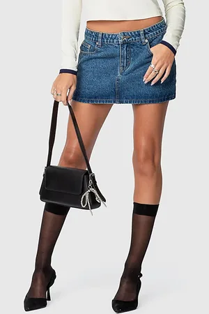 Edikted Chiara Denim Mini Skirt in , Women