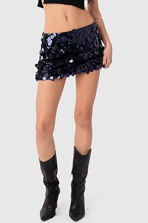Edikted Sabina Low-Rise Sequin Mini Skirt in , Women