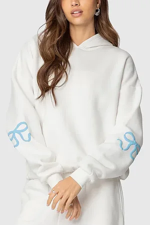 Edikted Bonney Bow Detail Hoodie Sweatshirt in , Women