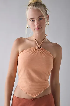 Kimchi Blue Mya Y-Neck Halter Crop Top in , Women