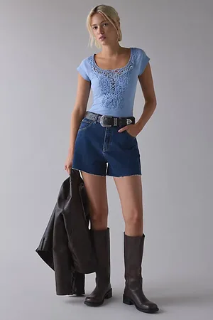 Kimchi Blue Leandra Lace-Trim Cotton Baby Tee in , Women