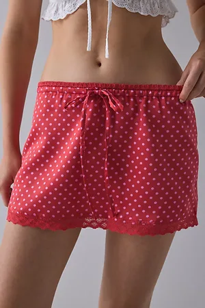 Kimchi Blue Rea Lace-Trim Satin Micro Mini Skirt in , Women