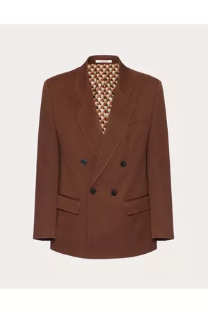 VALENTINO Men Double Breasted Jackets - DOUBLE-BREASTED WOOL JACKET Man BROWN 46