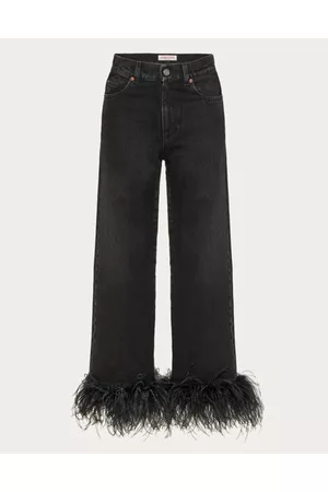 VALENTINO DENIM JEANS EMBROIDERED WITH FEATHERS Woman 25