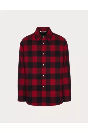VALENTINO WOOL CHECK OVERSHIRT WITH EMBROIDERY Man / 44