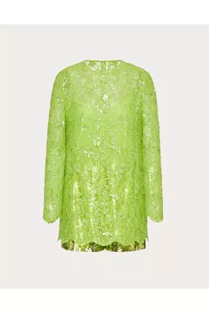 VALENTINO Women Playsuits - EMBROIDERED LACE PLAYSUIT Woman LIME 36