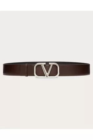 VALENTINO GARAVANI Men Belts - VLOGO SIGNATURE CALFSKIN BELT 40 MM Man BITTER CHOCOLATE/BLACK 085