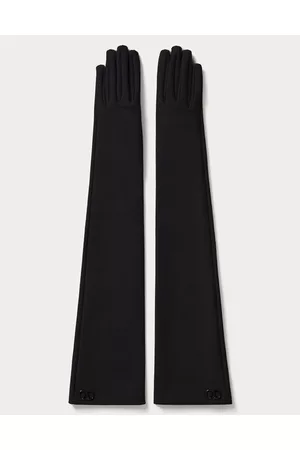 VALENTINO GARAVANI Women Gloves - VLOGO SIGNATURE JERSEY GLOVES Woman BLACK 7.5