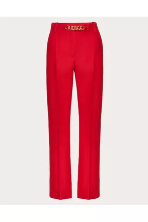 VALENTINO Women Pants - CREPE COUTURE VLOGO CHAIN TROUSERS Woman RED 36