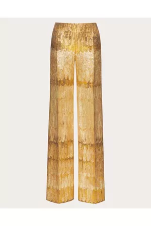 VALENTINO Women Pants - GOLDEN WINGS BROCADE TROUSERS Woman GOLD 36