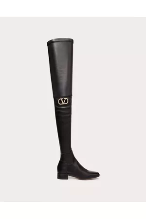 VALENTINO GARAVANI Women Thigh High Boots - VLOGO TYPE OVER-THE-KNEE BOOT IN STRETCH NAPPA 30MM Woman BLACK 39.5