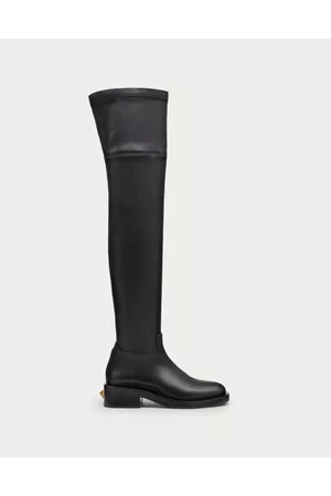 VALENTINO GARAVANI Women Thigh High Boots - ROMAN STUD STRETCH NAPPA OVER-THE-KNEE BOOT 30MM Woman BLACK 35.5