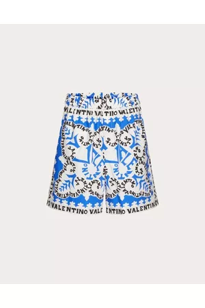 VALENTINO Men Bermudas - MINI BANDANA PRINT COTTON BERMUDA SHORTS Man BLUE/IVORY/NAVY 46