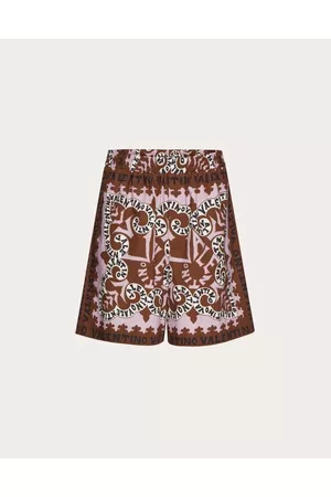 VALENTINO Men Bermudas - MINI BANDANA PRINT COTTON BERMUDA SHORTS Man BROWN/WISTERIA 44