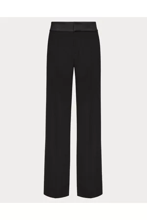 VALENTINO Men Pants - WOOL TROUSERS WITH BELT AND SATIN SIDE BANDS Man BLACK 46