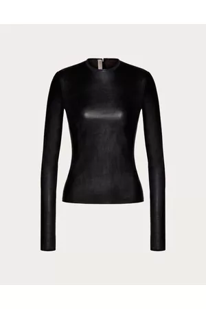 VALENTINO Women Tops - STRETCH LEATHER TOP Woman BLACK 36