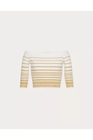 VALENTINO Women Sweaters - COTTON AND LUREX JUMPER Woman IVORY/GOLD L