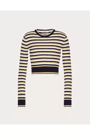 VALENTINO Women Sweaters - WOOL AND LUREX JUMPER Woman IVORY/NAVY L