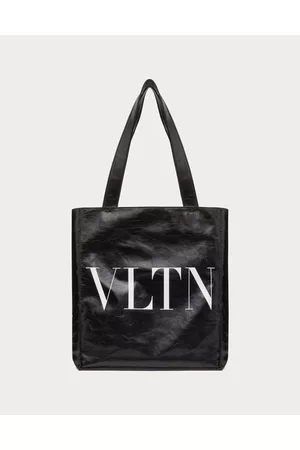 VALENTINO GARAVANI Men Bags - VLTN SOFT CALFSKIN SHOPPING BAG Man BLACK/WHITE UNI