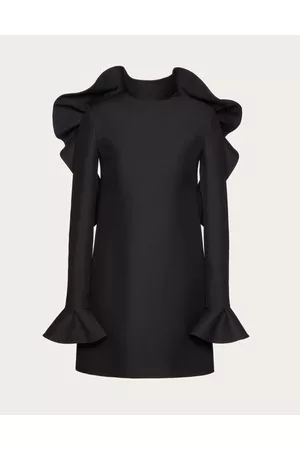 VALENTINO Women Short & Mini Dresses - CREPE COUTURE SHORT DRESS WITH RUFFLE DETAILS Woman BLACK 36
