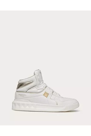 VALENTINO GARAVANI Women Designer Hi-Tops - ONE STUD MID-TOP CALFSKIN SNEAKER Woman PLATINUM 35