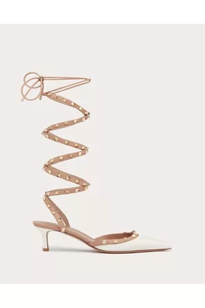 VALENTINO GARAVANI Women Heeled Pumps - ROCKSTUD PATENT LEATHER PUMP 50 MM Woman IVORY 35.5