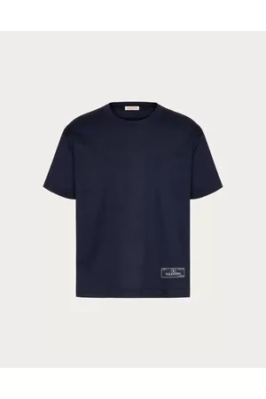 VALENTINO Men T-Shirts - COTTON T-SHIRT WITH MAISON TAILORING LABEL Man NAVY M