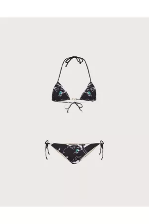 VALENTINO Women Bikinis - PANTHER LYCRA BIKINI Woman BLACK/WHITE/GREEN M