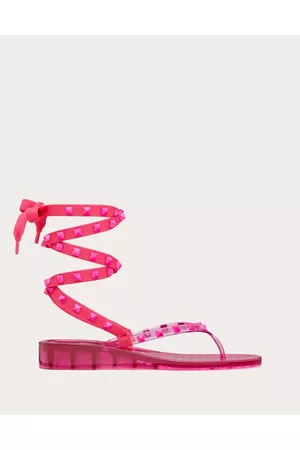 VALENTINO GARAVANI Women Sandals - ROCKSTUD RUBBER THONG SANDAL WITH MATCHING STUDS 30MM Woman PINK PP 36