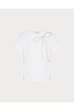 VALENTINO Women T-Shirts - EMBROIDERED JERSEY T-SHIRT Woman WHITE L