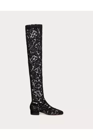 VALENTINO GARAVANI Women Thigh High Boots - OVER-THE-KNEE LACE BOOTS 30MM Woman BLACK 35
