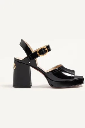 VALENTINO GARAVANI FAWCETTE PLATFORM SANDAL IN POLISHED CALFSKIN 100MM Woman 35