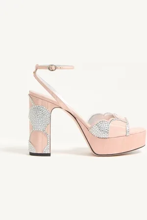 VALENTINO GARAVANI BOWOW PLATFORM SANDAL IN MOIR?? FABRIC WITH CRYSTALS 115MM Woman 36.5