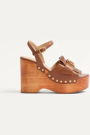 VALENTINO GARAVANI VLOGO SIGNATURE CALFSKIN CLOG SANDAL WITH FRINGES 120MM Woman 35