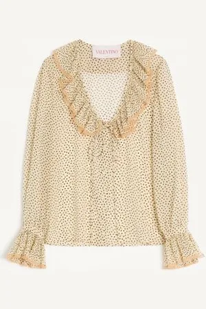 VALENTINO LIGHT GEORGETTE SHIRT WITH PLUSDEPOIS PRINT Woman 38