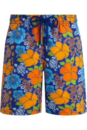 Vilebrequin Men Long Swim Trunks Tropical Turtle