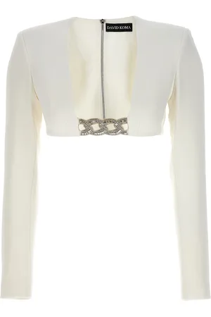 DAVID KOMA 3d Crystsal Chain And Square Neck Tops
