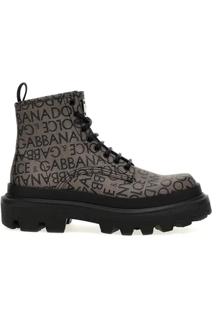 Dolce & Gabbana Jacquard Logo Combat Boots Boots And Ankle Boots