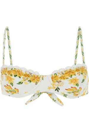 Farm Rio Printed stretch nylon Azalea bikini top