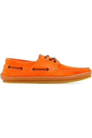 Saint Laurent Fluo orange suede Ashe loafers