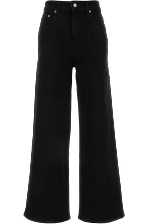 Ganni Black stretch denim wide-leg jeans