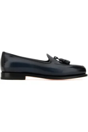 santoni Dark blue leather Andrew loafers