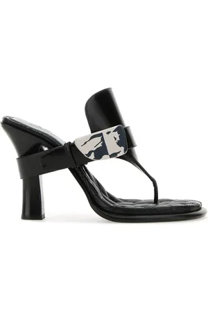 Burberry Black leather Bay thong mules