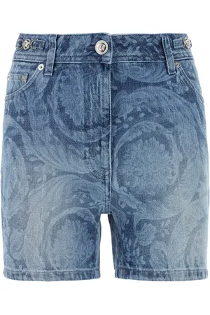 VERSACE Printed denim shorts